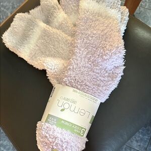 ⭐️ NEW ⭐️ Lemon Soft Lavender and Cream Fuzzy Socks - 3 Pack